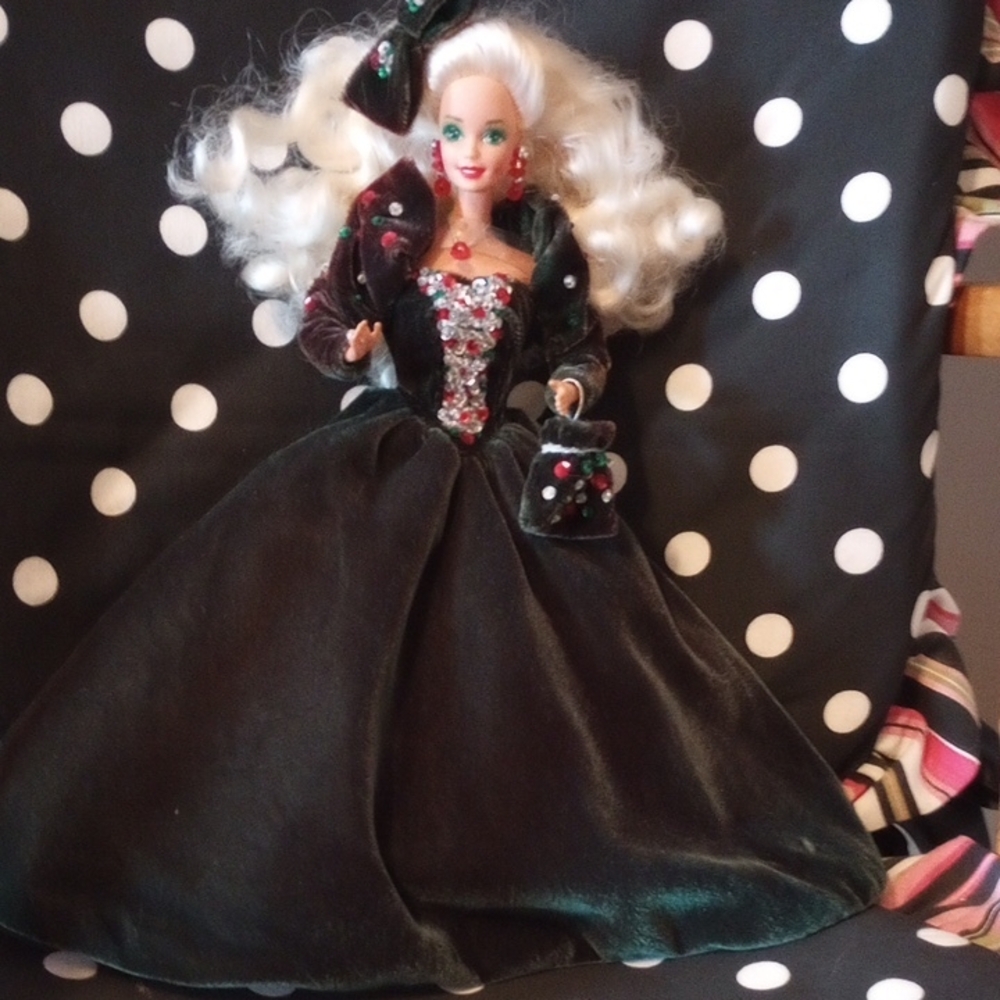 Elegant Doll with Black Velvet Gown